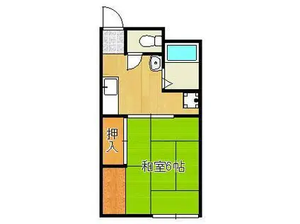 第二天野ハイツ(1K/2階)の間取り写真