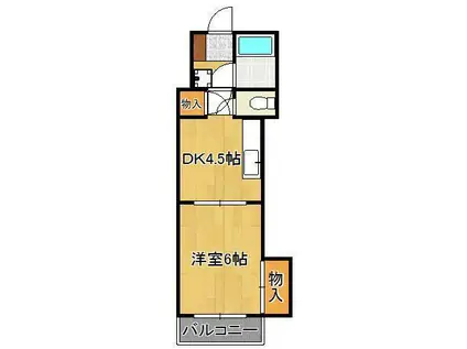 ギャランドラ医生ケ丘(1DK/2階)の間取り写真