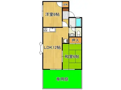 ヴァンベール(2LDK/2階)の間取り写真