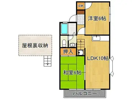 ヴァンベール(2LDK/2階)の間取り写真