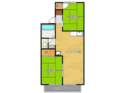 ホワイトピア(2LDK/1階)の間取り写真