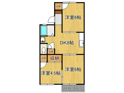 グリーンハイツ花房(3DK/1階)の間取り写真