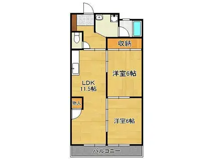 やすよしビル(2LDK/1階)の間取り写真