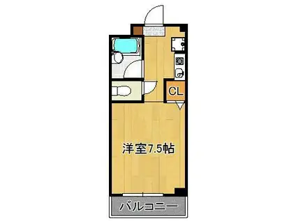 ウィンディ大浦(ワンルーム/2階)の間取り写真