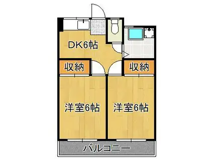 豊ハイツ(2DK/3階)の間取り写真