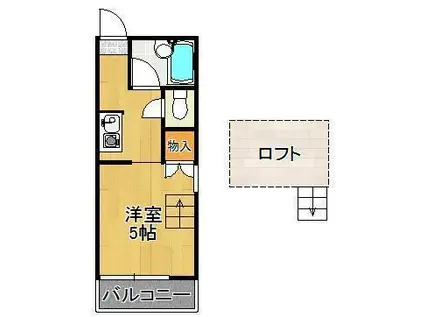 メゾンドミュッセA・B(1K/2階)の間取り写真