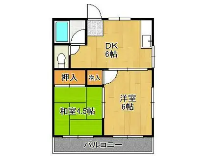 フルハウス(2DK/2階)の間取り写真