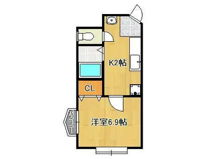 STY-1マンション(1K/2階)の間取り写真