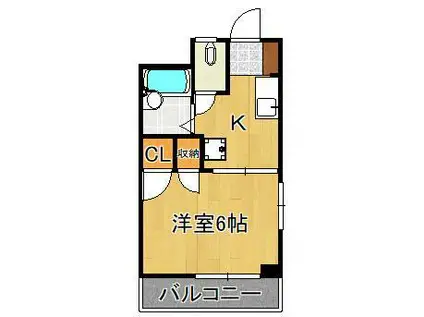 ゆにはコーポかなだ(1K/3階)の間取り写真