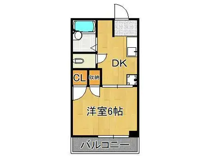 ゆにはコーポかなだ(1DK/3階)の間取り写真