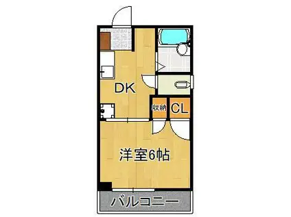 ゆにはコーポかなだ(1DK/3階)の間取り写真