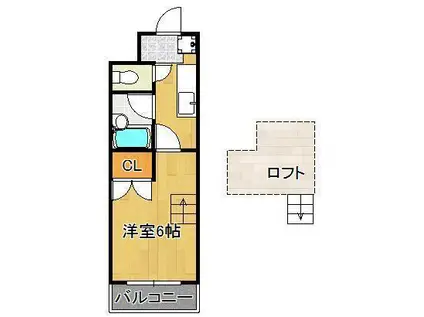 エスズイン(1K/4階)の間取り写真