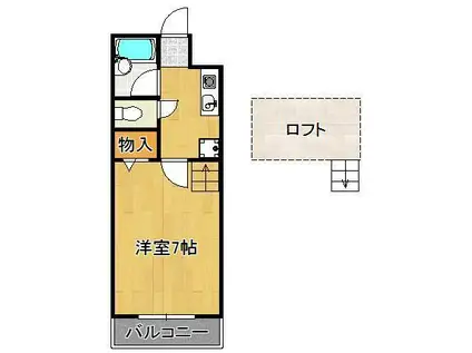 コンドミニアム医生ヶ丘Ⅲ(1K/3階)の間取り写真