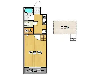 コンドミニアム医生ヶ丘Ⅲ(1K/4階)の間取り写真