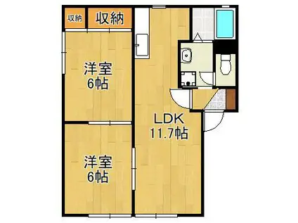 リーベンアルム(2LDK/1階)の間取り写真