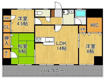 パラシオ二島(3LDK/6階)の間取り写真