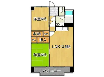 深田第1ビル(2LDK/5階)の間取り写真