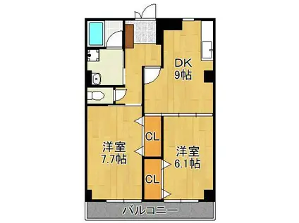 シティフォート(2DK/3階)の間取り写真