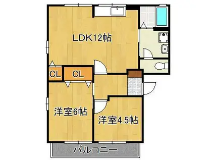 パールリバー浅川(2LDK/2階)の間取り写真