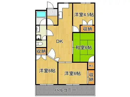 グリーンヒル・ユー(4DK/4階)の間取り写真