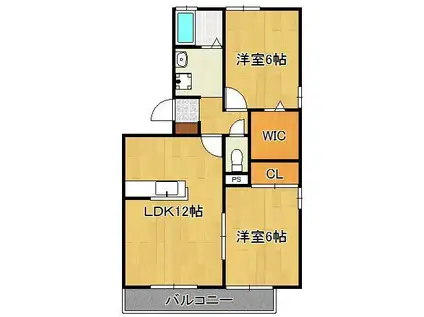 ヒーリングK(2LDK/2階)の間取り写真