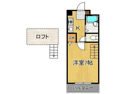 プルミエール大浦(1K/2階)の間取り写真