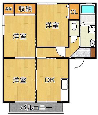 Eタウン本城(3DK/2階)の間取り写真