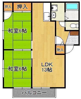 ヴァンヴェール青葉台ⅠC棟(2LDK/2階)の間取り写真