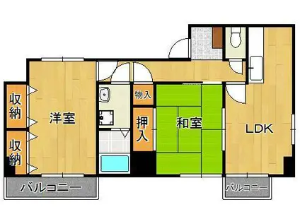 リリーフ浅川Ⅱ(2LDK/4階)の間取り写真