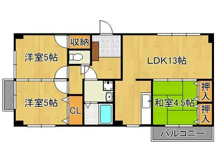 リリーフ浅川Ⅱ(3LDK/4階)の間取り写真