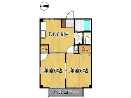 パレスサンノゼ(2DK/2階)の間取り写真