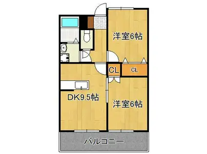 ペットビレッジKATO(2DK/4階)の間取り写真