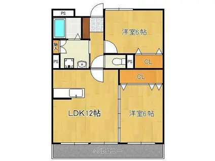 ペットビレッジKATO(2LDK/6階)の間取り写真