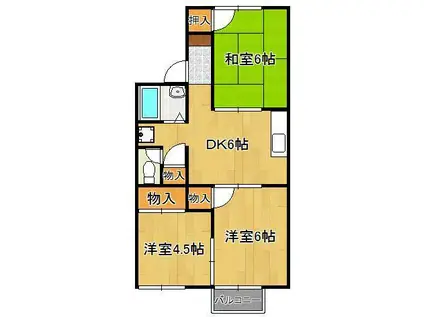 グリーンハイツ二島(3DK/1階)の間取り写真