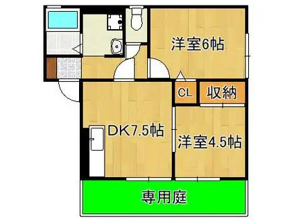 プレミール高須(2DK/1階)の間取り写真