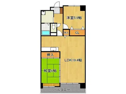 珪州館Ⅲ(2LDK/2階)の間取り写真