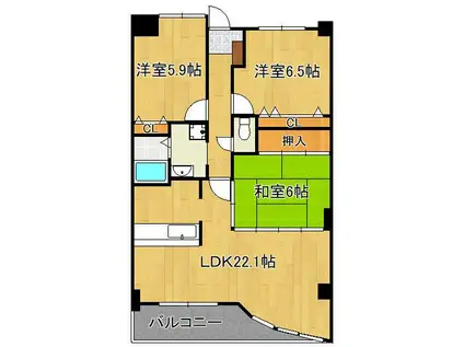珪州館Ⅲ(3LDK/3階)の間取り写真
