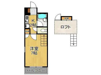 PLイースト医生ヶ丘2(1K/2階)の間取り写真