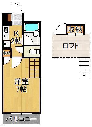 PLイースト医生ヶ丘2(1K/2階)の間取り写真