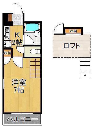PLイースト医生ヶ丘2(1K/2階)の間取り写真