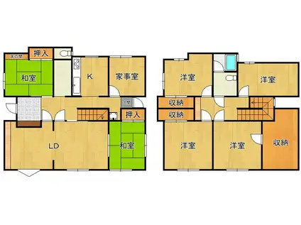 鹿児島本線 水巻駅 徒歩20分 2階建 築47年(6LDK)の間取り写真