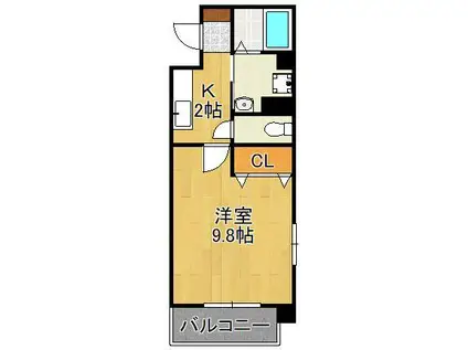 グリーンコートⅢ番館(1K/3階)の間取り写真