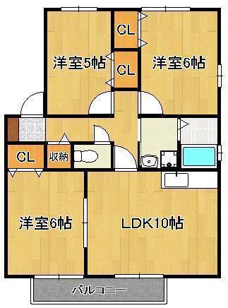 アルカディア野間(3LDK/2階)の間取り写真