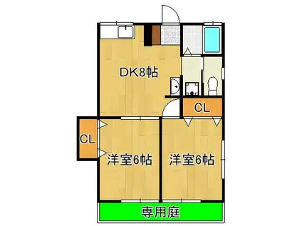 ハニーズ日吉台(2DK/1階)の間取り写真