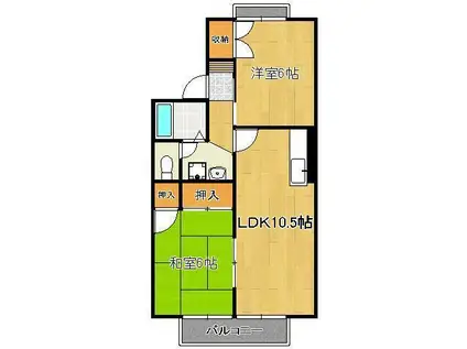 グランディール A棟(2LDK/2階)の間取り写真