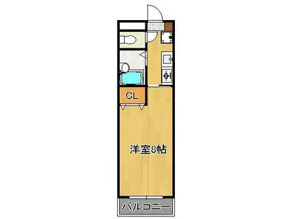 バンブーシュート(1K/1階)の間取り写真