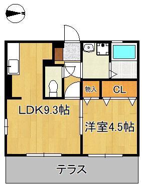 オールルミエール(1LDK/1階)の間取り写真