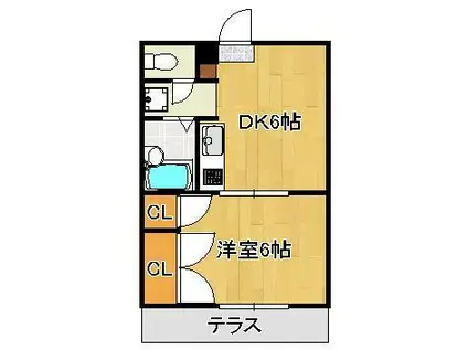 KAYS ROOMS 2ND (1DK/1階)の間取り写真