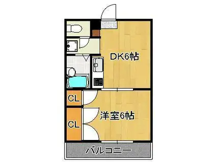 KAYS ROOMS 2ND (1DK/3階)の間取り写真