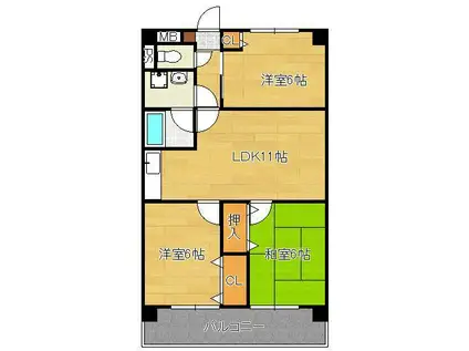 第4晴和ビル(3LDK/4階)の間取り写真